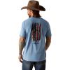 imageAriat Mens Graphic TShirtLight Blue HeatherWheat Flag