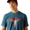 imageAriat Mens Graphic TShirtSteel Blue HeatherAbilene Skull