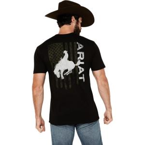 imageAriat Mens Graphic TShirtBlackBronco Flag