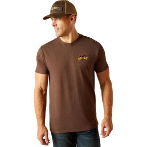 imageAriat Mens Graphic TShirtBrown HeatherBison Sketch Shield