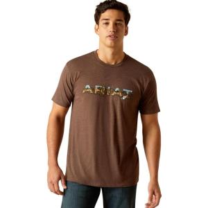 imageAriat Mens Graphic TShirtBrown HeatherLogo Sw Landscape