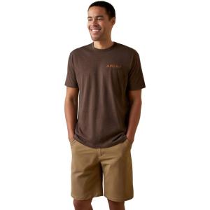 imageAriat Mens Graphic TShirtBrown HeatherShield Stitch