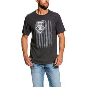 imageAriat Mens Graphic TShirtCharcoal HeatherVertical Flag