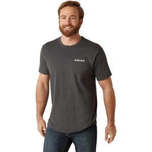 imageAriat Mens Graphic TShirtCharcoal HeatherWooden Badges