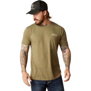 imageAriat Mens Graphic TShirtMilitary HeatherWestern Vertical Flag