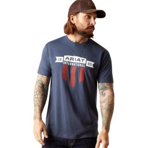 imageAriat Mens Graphic TShirtNavy HeatherUsa Banner Shield