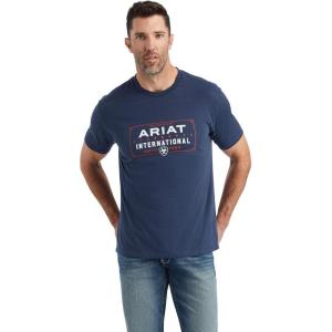imageAriat Mens Graphic TShirtNavy HeatherWestern Lockup