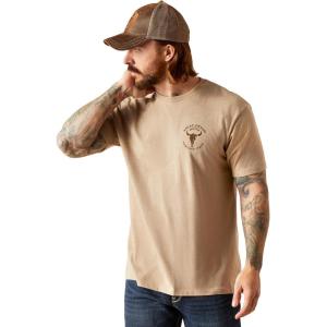 imageAriat Mens Graphic TShirtOatmeal HeatherBison Skull