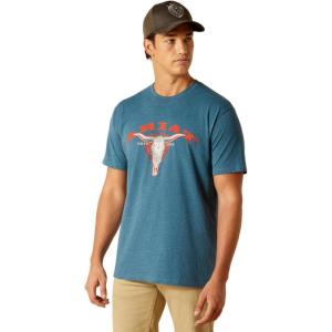 imageAriat Mens Graphic TShirtSteel Blue HeatherAbilene Skull