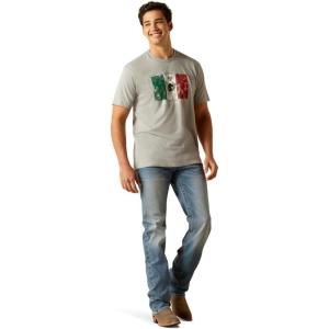 imageAriat Mens Graphic TShirtStone HeatherMexico Camo Flag