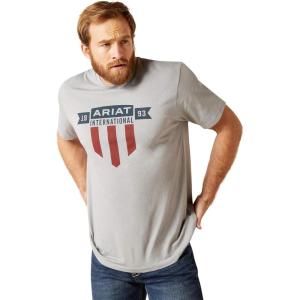 imageAriat Mens Graphic TShirtStone HeatherUsa Banner Shield