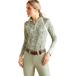 imageARIAT Womens Sunstopper 20 14 Zip BaselayerGreen Baroque
