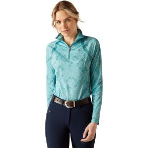 imageARIAT Womens Sunstopper 20 14 Zip BaselayerMarine Blue Bit