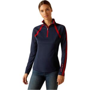 imageARIAT Womens Sunstopper 20 14 Zip BaselayerNavyRed