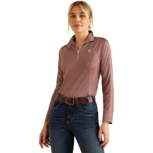 imageARIAT Womens Sunstopper 20 14 Zip BaselayerTwilight Mauve Dot