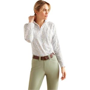 imageARIAT Womens Sunstopper 20 14 Zip BaselayerWhite Bits  Shoes