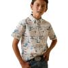 imageARIAT White with Cactus Print Krish Boys Short Sleeve Classic Fit Shirt 10043721White