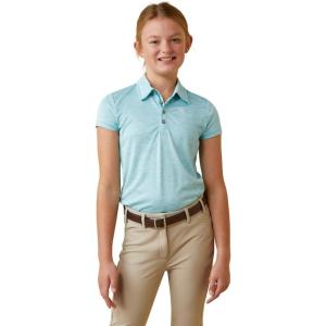 imageAriat Unisex Kids Laguna Button PoloHeather Maui Blue