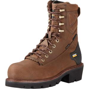 imageAriat Mens Powerline 8quot Waterproof Work BootBrown