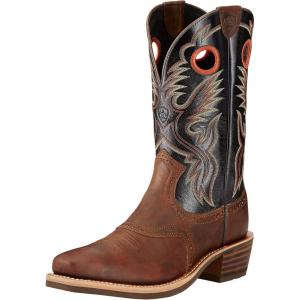 imageARIAT Mens Heritage Roughstock Western BootBar Top BrownShiny Black
