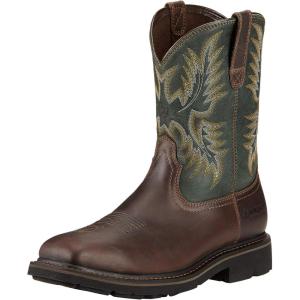imageAriat Mens Sierra Square Toe Work BootDark BrownPine Green