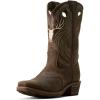 imageARIAT Mens Hybrid Roughstock Antler Embroidered Snip Toe Pull On Casual Boots Mid Calf  BrownWild TaupeEspresso