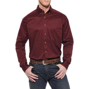 imageAriat Mens Solid Twill Classic Fit ShirtBurgundy