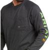 imageARIAT Mens Rebar Cotton Strong Graphic TShirtCharcoal HeatherLime