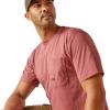 imageARIAT Mens Rebar Workman Reflective Flag TShirtRoan Rouge