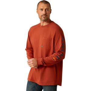 imageARIAT Mens Rebar Cotton Strong Graphic TShirtBurnt HennaBaritone Blue