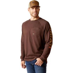 imageARIAT Mens Rebar Cotton Strong Graphic TShirtCoffee BeanGolden Brown