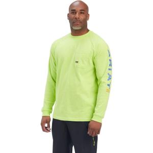 imageARIAT Mens Rebar Cotton Strong Graphic TShirtLimegreenblue