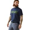 imageAriat Mens Rebar Cotton Strong Block TShirtNavy HeatherLime