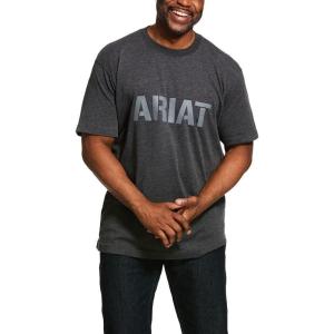 imageAriat Mens Rebar Cotton Strong Block TShirtCharcoal Heather