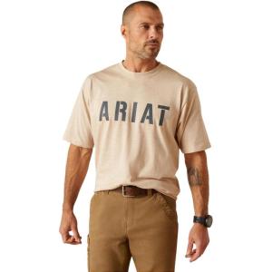 imageAriat Mens Rebar Cotton Strong Block TShirtOatmeal Heather