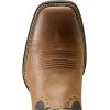 imageAriat Mens Sport Wide Square Toe Cowboy BootMatte BlackBarley Brown