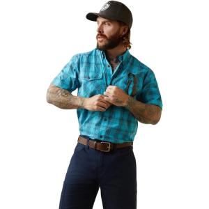 imageARIAT Mens Rebar Made Tough Durastretch Work ShirtBachelor Button Plaid
