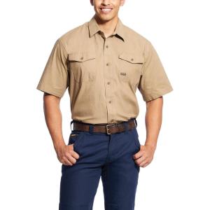 imageARIAT Mens Rebar Made Tough Durastretch Work ShirtKhaki
