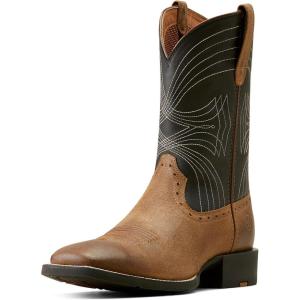 imageAriat Mens Sport Wide Square Toe Cowboy BootMatte BlackBarley Brown