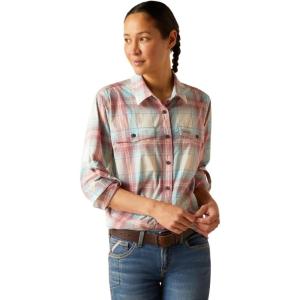 imageAriat Womens Rebar Made Tough Durastretch Work ShirtVanilla Ice Plaid