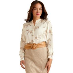imageARIAT Womens Clarion BlouseSepia Horse Print