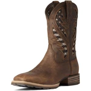 imageAriat Mens Hybrid VentTEK Western BootDistressed BrownAmerica Flag