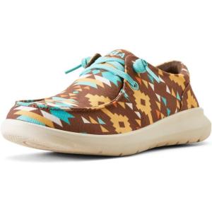 imageARIAT Womens Hilo Stretch Embossed Flats Casual  BlackAncient Turq Print