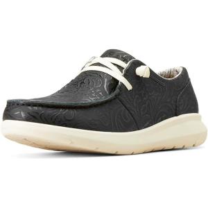 imageARIAT Womens Hilo Stretch Embossed Flats Casual  BlackBlack Floral Emboss