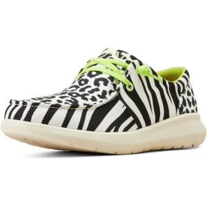 imageARIAT Womens Hilo Stretch Embossed Flats Casual  BlackBlack White Animal Print