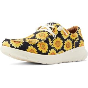 imageARIAT Womens Hilo Stretch Embossed Flats Casual  BlackSunflower Skies