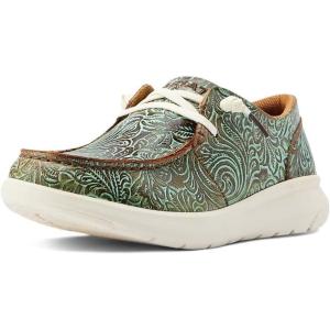 imageARIAT Womens Hilo Stretch Embossed Flats Casual  BlackVintage Turq Floral Emboss
