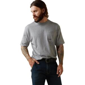 imageAriat Mens Rebar Cotton Strong American Outdoors TShirtHeather Grey