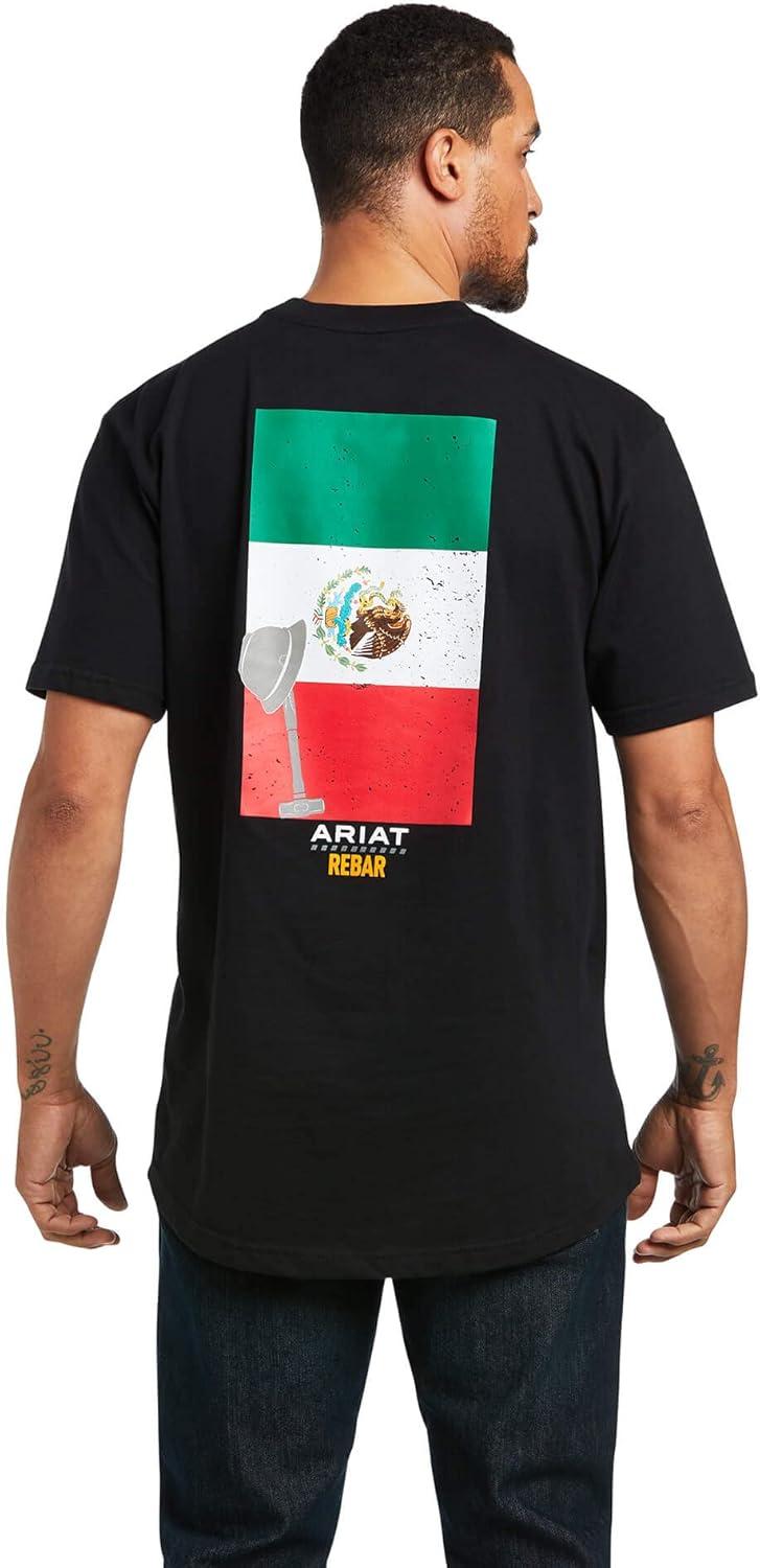 imageARIAT Mens Rebar Cotton Strong Mexican Pride Graphic TShirtBlack