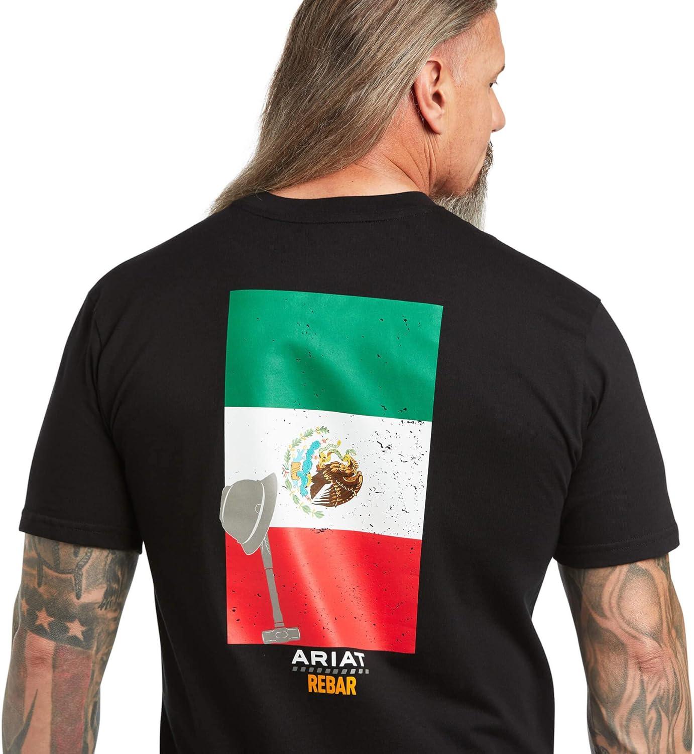 imageARIAT Mens Rebar Cotton Strong Mexican Pride Graphic TShirtBlack